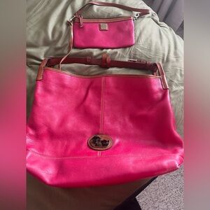 Red Dooney and Bourke satchel with wristlet.